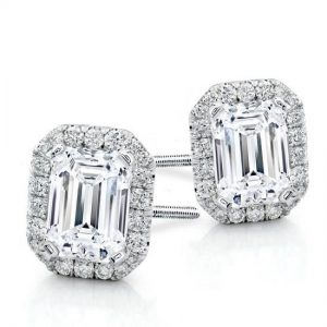Halo Earring Setting For Emerald Diamond