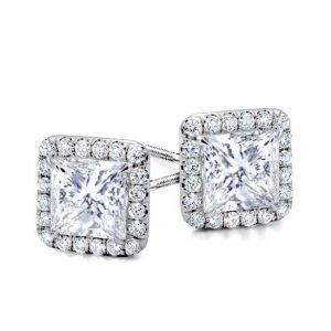 Princess Halo Diamond Earring Setting