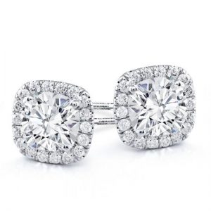 Cushion Halo Diamond Earrings Mounting