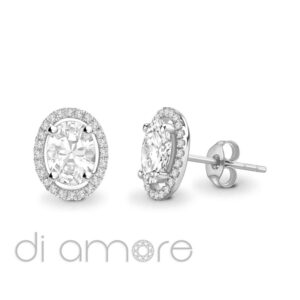 Oval Halo Diamond Studs