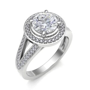 Split Shank Halo Diamond Engagement Ring