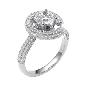 Twisted Halo And Side Diamond Engagement Ring