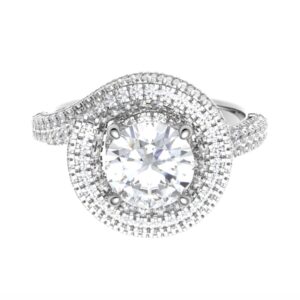 Twisted Halo And Side Diamond Engagement Ring
