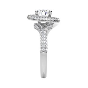 Twisted Halo And Side Diamond Engagement Ring