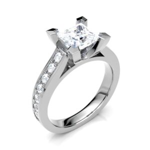 Pave Setting Side Diamond Engagement Ring