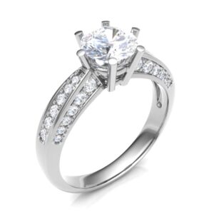 3Row side 6Prongs Diamond Engagement Ring
