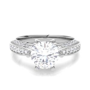 3Row side 6Prongs Diamond Engagement Ring