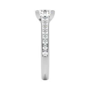 Castle Setting Sides V shape Diamond Engagement Ring