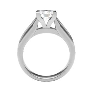 Castle Setting Sides V shape Diamond Engagement Ring