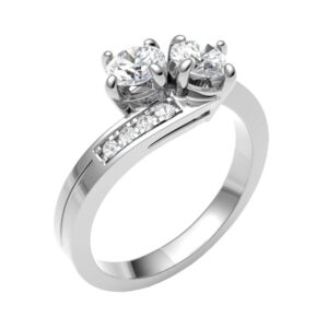 Twisted Toi Et Moi Crown Diamond Engagement Ring