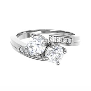 Twisted Toi Et Moi Crown Diamond Engagement Ring