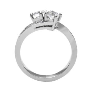 Twisted Toi Et Moi Crown Diamond Engagement Ring