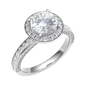 3sides and Halo Diamond Engagement Ring