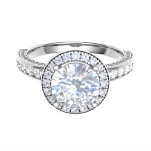 3sides and Halo Diamond Engagement Ring