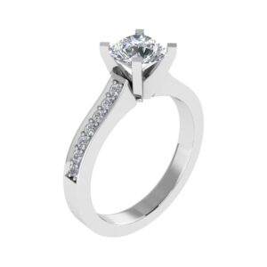 V Shape With Side Diamond Engagement Ring