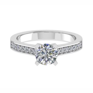 V Shape With Side Diamond Engagement Ring