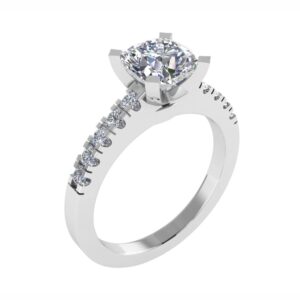 4 Prong Castle Setting Diamond Engagement Ring