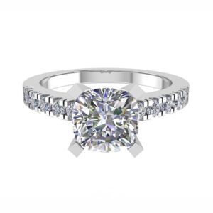4 Prong Castle Setting Diamond Engagement Ring