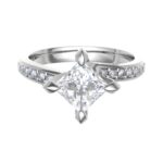 Twisted Princess Cut With Side Diamond Engagement Ring