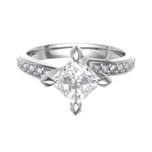 Twisted Princess Cut With Side Diamond Engagement Ring