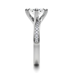 Twisted Princess Cut With Side Diamond Engagement Ring