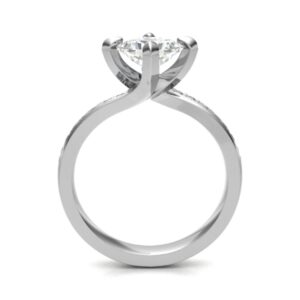 Twisted Princess Cut With Side Diamond Engagement Ring