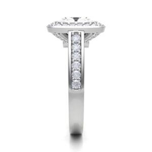 Cushion Halo With Side Diamond Engagement Ring