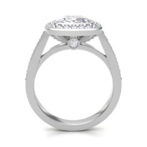 Cushion Halo With Side Diamond Engagement Ring