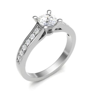 Pave Setting V Shape Diamond Engagement Ring