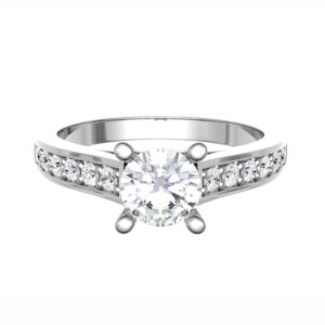 Pave Setting V Shape Diamond Engagement Ring