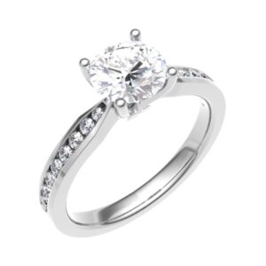 Tapered V Shape With Side Diamond Ring