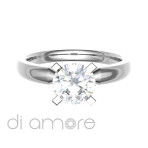 Classic Tapered Inside Knife Edge Diamond Engagement Ring
