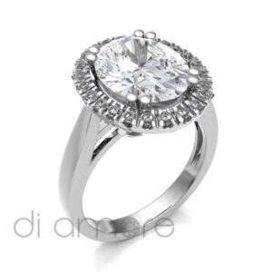 Oval Halo Double Prong Diamond Engagemen Ring