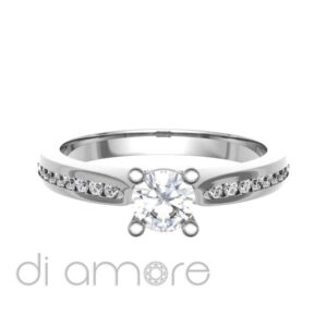 Pave Setting V Shape Diamond Engagement Ring