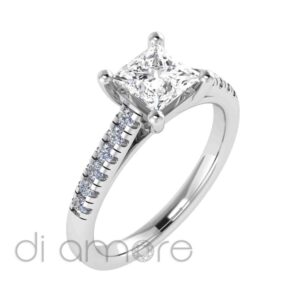 Castle Side Pricess Diamond Engagement Ring