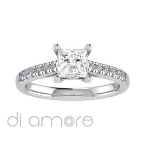 Castle Side Pricess Diamond Engagement Ring