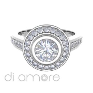 Pave Side Round Halo Diamond Engagement Ring