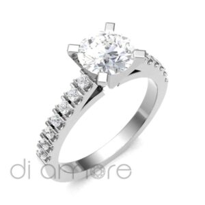 Castle Side V Shape Diamond Engagement Ring