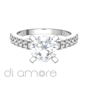 Castle Side V Shape Diamond Engagement Ring
