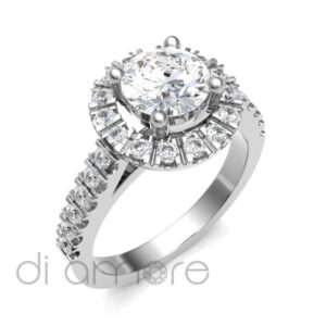 Castle Side Halo Crown Diamond Engagement Ring