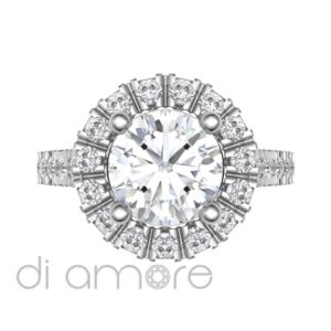 Castle Side Halo Crown Diamond Engagement Ring