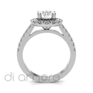 Castle Side Halo Crown Diamond Engagement Ring