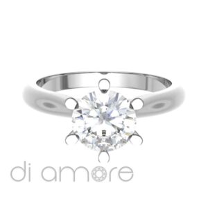 Classic Flower 6 Prong Diamond Engagement Ring