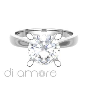 Classic Tapered V Shape flower Diamond Engagement Ring