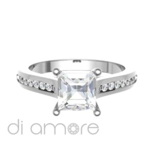 Pave Side Princess Diamond Engagement Ring
