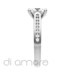 Pave Side Princess Diamond Engagement Ring