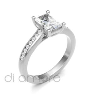 Pave Side Emerald Diamond Engagement Ring
