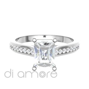 Pave Side Emerald Diamond Engagement Ring