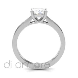 Pave Side Emerald Diamond Engagement Ring