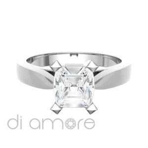 Classic 4 Prong Tapered Cushion diamond Engagement Ring
